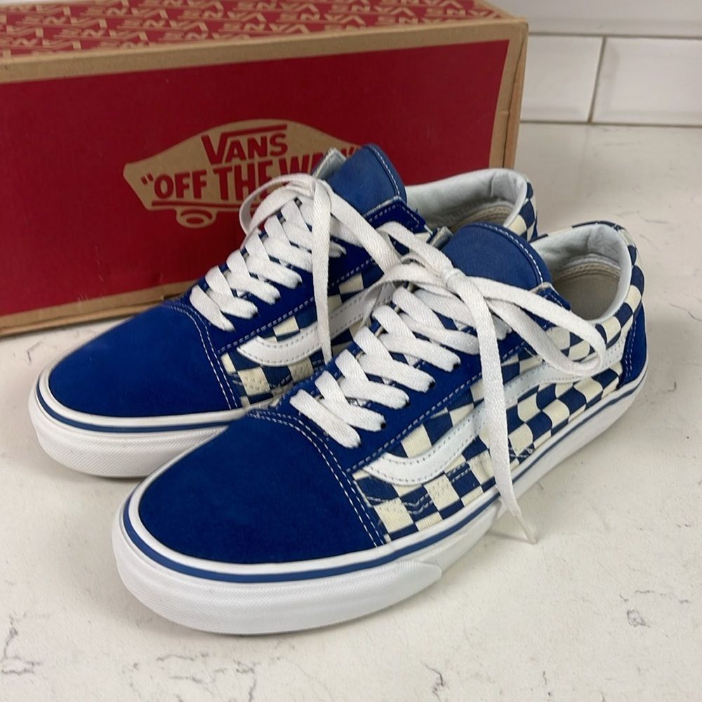 Vans Old Skool 'Blue Checkerboard' Primary Check True Blue Sneakers Men’s 7.5